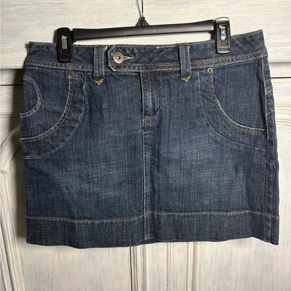 Y2K Elle‎ Dark Wash Denim Low Rise Mini Skirt Festival Grunge Concert